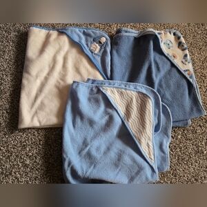 Hooded Baby Towels With Dogs, Grey And Blue